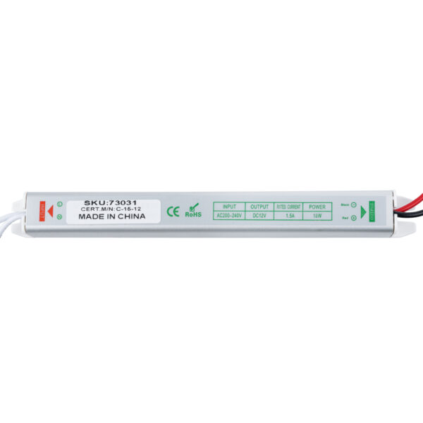 GloboStar® 73031 Μεταλλικό Τροφοδοτικό PELV Ultra Slim για Προϊόντα LED 18W 1.5A – AC 220-240V σε DC 12V – IP20 Μ1.8 x Π1.8 x Υ17.5cm – 3 Χρόνια Εγγύηση