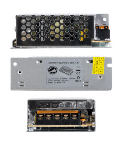 GloboStar® 73033 Μεταλλικό Τροφοδοτικό PELV για Προϊόντα LED 60W 5A – AC 220-240V σε DC 12V – IP20 – Μ11 x Π8 x Υ3.5cm – 2 Χρόνια Εγγύηση