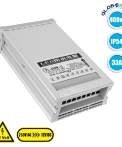 GloboStar® 73039 Τροφοδοτικό LED Rainproof 400W DC 12V 33.3A Αδιάβροχο IP54 Μ20.8 x Π11.5 x Υ5cm