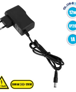 GloboStar® 73071 Πλαστικό Τροφοδοτικό SELV για Προϊόντα LED 12W 1A – AC 220-240V σε DC 12V – IP20 L7 x W2.7 x H7.5cm – 2 Years Warranty