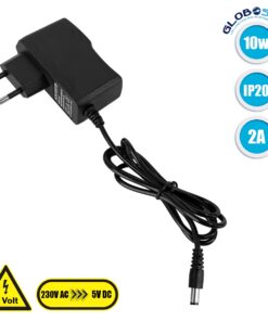 GloboStar® 73087 Τροφοδοτικό LED Πλαστικό 10W DC 5V 2A IP20 M7 x Π2.7 x Υ7.5cm