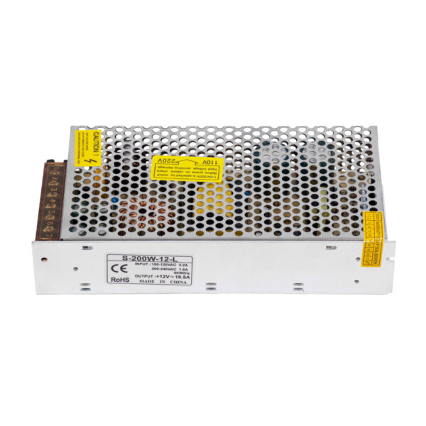 GloboStar® 73091 Μεταλλικό Τροφοδοτικό PELV TRIAC DIMMABLE για Προϊόντα LED 200W 16.66A – AC 220-240V σε DC από 0.5V (0%) σε 12V (100%) – IP20 L20 x W9 x H4.5cm – 3 Χρόνια Εγγύηση