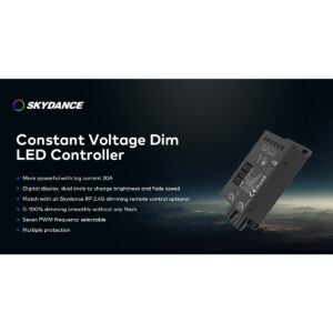 GloboStar® 73116 V1-B SKYDANCE DC RF 2.4Ghz Dimmer Constant Voltage Controller 1 Κανάλι DC 12-24V 1 x 20.5A 480W – Max 20.5A 480W – IP20 Μ9 x Π4 x Υ2.8cm – 5 Χρόνια Εγγύηση