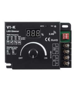 GloboStar® 73117 V1-K SKYDANCE DC RF 2.4Ghz Dimmer PWM Frequency Controller 1 Κανάλι DC 12-24V 1 x 20A 480W – Max 20A 480W – IP20 Μ10.7 x Π7.5 x Υ3.8cm – 5 Χρόνια Εγγύηση