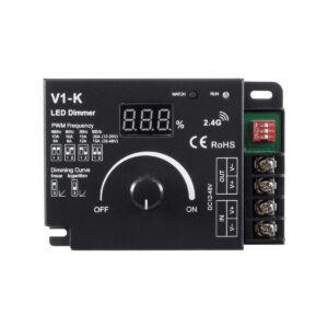 GloboStar® 73117 V1-K SKYDANCE DC RF 2.4Ghz Dimmer PWM Frequency Controller 1 Κανάλι DC 12-24V 1 x 20A 480W – Max 20A 480W – IP20 Μ10.7 x Π7.5 x Υ3.8cm – 5 Χρόνια Εγγύηση