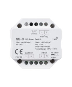 GloboStar® 73126 SS-C SKYDANCE AC RF 2.4Ghz & Push Switch 1 Κανάλι AC 100-240V 1 x 6A 1440W – Max 6A 1440W – IP20 Μ5.2 x Π5.2 x Υ2.6cm – 5 Χρόνια Εγγύηση