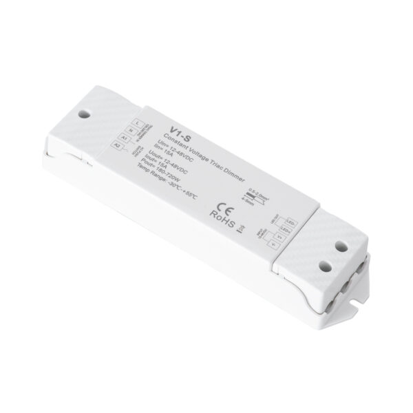 GloboStar® 73127 V1-S SKYDANCE AC Triac Dimmer Push Dimming 1 Κανάλι DC 12-48V 1 x 15A 720W - Max 15A 720W - IP20  Μ17.5 x Π4.5 x Υ2.5cm - 5 Χρόνια Εγγύηση