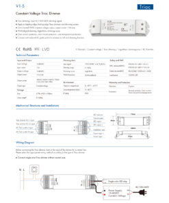 GloboStar® 73127 V1-S SKYDANCE AC Triac Dimmer Push Dimming 1 Κανάλι DC 12-48V 1 x 15A 720W – Max 15A 720W – IP20 Μ17.5 x Π4.5 x Υ2.5cm – 5 Χρόνια Εγγύηση