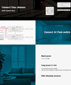 GloboStar® 73129 TE-75-12 SKYDANCE AC Triac Dimmer Push Dimming 1 Κανάλι AC 200-240V 1 x 6.25A 75W – Max 6.25A 75W – IP20 Μ18 x Π5.7 x Υ3cm – 5 Χρόνια Εγγύηση