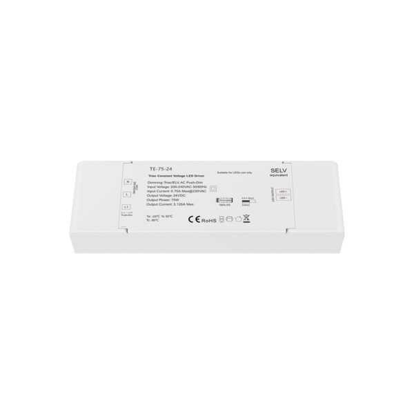 GloboStar® 73130 TE-75-24 SKYDANCE AC Triac Dimmer Push Dimming 1 Κανάλι AC 200-240V 1 x 3.125A 75W – Max 3.125A 75W – IP20 Μ18 x Π5.7 x Υ3cm – 5 Χρόνια Εγγύηση