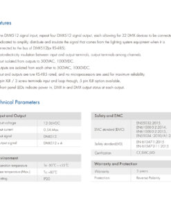 GloboStar® 73136 DMA SKYDANCE DC DMX512 Signal Splitter / Amplifier 4 Καναλιών DC 12-36V – IP20 Μ25.6 x Π9.2 x Υ3.8cm – 5 Χρόνια Εγγύηση