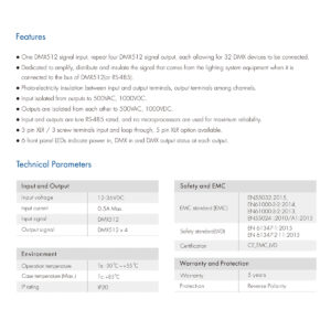 GloboStar® 73136 DMA SKYDANCE DC DMX512 Signal Splitter / Amplifier 4 Καναλιών DC 12-36V – IP20 Μ25.6 x Π9.2 x Υ3.8cm – 5 Χρόνια Εγγύηση