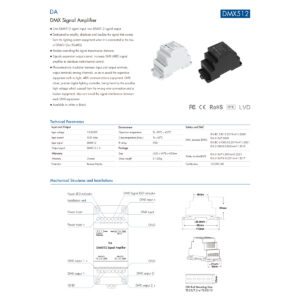 GloboStar® 73137 DA SKYDANCE DC DMX512 Signal Amplifier Din Rail Ράγας 2 Καναλιών DC 12-48V – IP20  Μ11.5 x Π5 x Υ6.5cm – 5 Χρόνια Εγγύηση