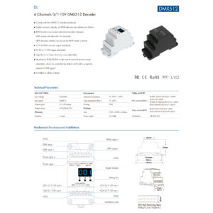 GloboStar® 73139 DL SKYDANCE DC DMX512 Signal Amplifier Din Rail Ράγας 2 Καναλιών DC 12-48V – IP20  Μ11.5 x Π5 x Υ6.5cm – 5 Χρόνια Εγγύηση