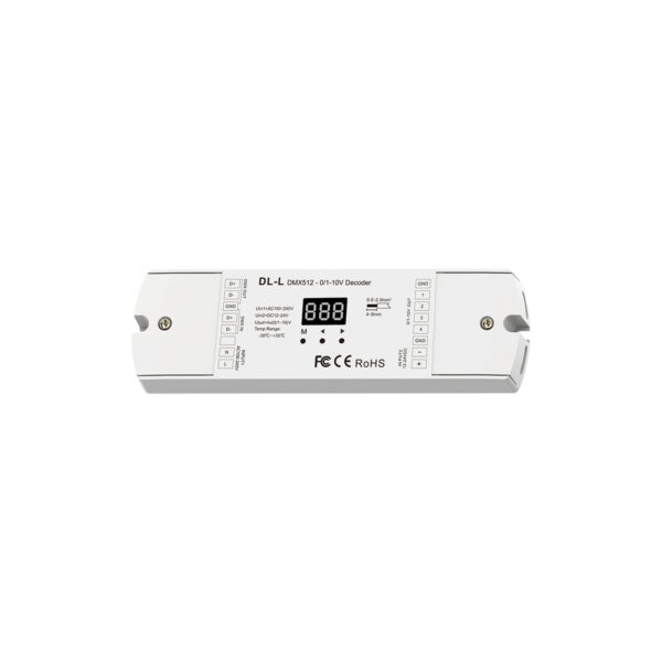 GloboStar® 73140 DL-L SKYDANCE AC DMX512 to 0/1-10V Converter / Decoder 4 Καναλιών – 2 Inputs DC 12-24V ή AC 100-240V – IP20  Μ17 x Π5 x Υ2.5cm – 5 Χρόνια Εγγύηση