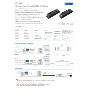 GloboStar® 73148 D5-E SKYDANCE DC DMX512 & RDM Decoder 5 Καναλιών DC 12-48V 5 x 4A 960W – Max 20.5A 960W – IP20 Μ17.5 x Π4.5 x Υ3.3cm – 5 Χρόνια Εγγύηση
