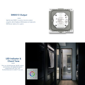 GloboStar® 73160 T12 SKYDANCE Ασύρματο DMX512 Επιτοίχιο Χειριστήριο RF 2.4Ghz 4 Group για όλα τα SKYDANCE DMX512 Controller AC 100-240V Max 0.1A – IP20  Μ8.5 x Π8.5 x Υ3.5cm – 5 Χρόνια Εγγύηση