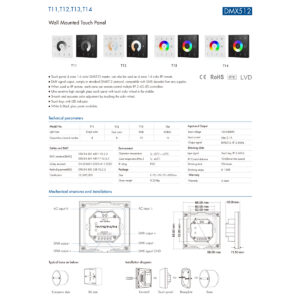 GloboStar® 73160 T12 SKYDANCE Ασύρματο DMX512 Επιτοίχιο Χειριστήριο RF 2.4Ghz 4 Group για όλα τα SKYDANCE DMX512 Controller AC 100-240V Max 0.1A – IP20  Μ8.5 x Π8.5 x Υ3.5cm – 5 Χρόνια Εγγύηση