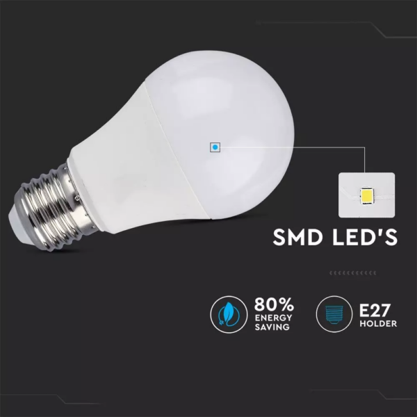 Λάμπα LED E27 A60 SMD 9W 3 σε 1 με εναλλαγή χρώματος σε 3 βήματα V-TAC – 7317