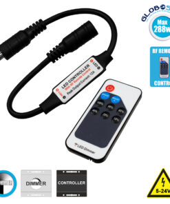 GloboStar® 73308 Ασύρματο LED Dimmer με Χειριστήριο RF DC 5V (30w) – DC 12V (72w) – DC 24V (144w)