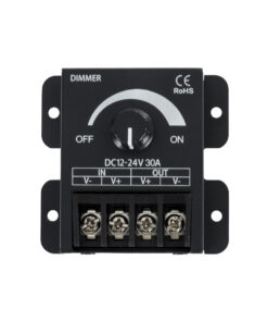 GloboStar® 73316 T4 DC Dimmer High Speed Controller 1 Καναλιού DC 12-24V 1 x 30A 720W – Max 30A 720W – IP20 Μ8.5 x Π6.5 x Υ2cm – 3 Χρόνια Εγγύηση