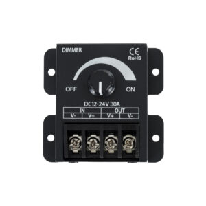 GloboStar® 73316 T4 DC Dimmer High Speed Controller 1 Καναλιού DC 12-24V 1 x 30A 720W – Max 30A 720W – IP20 Μ8.5 x Π6.5 x Υ2cm – 3 Χρόνια Εγγύηση