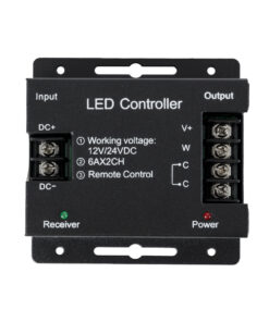 GloboStar® 73351 RFTC-02 DC Dimmer High Speed Controller 2 Κανάλιων DC 12-24V 2 x 6A 288W – Max 12A 288W – IP20 Μ8.3 x Π8.3 x Υ3.2cm – 3 Χρόνια Εγγύηση