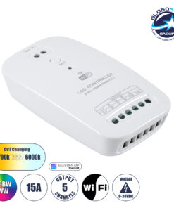 GloboStar® 73355 Ασύρματος WiFi LED RGBW+WW+CCT Controller IOS/Android 2in1 DC 9-24V Max 180W