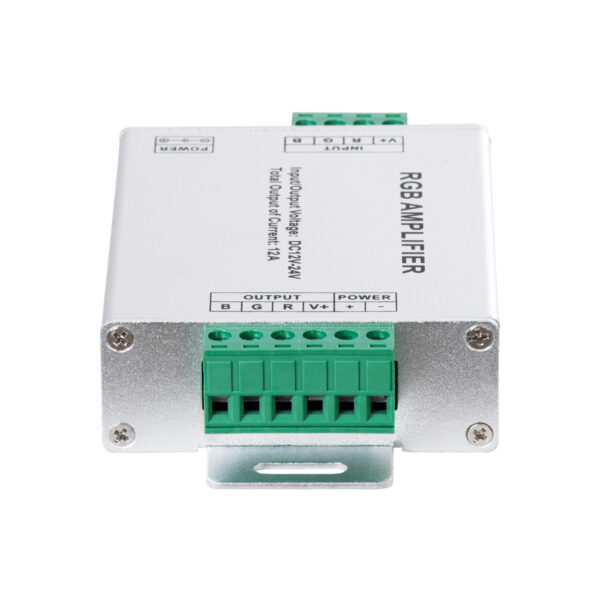 GloboStar® 73392 DC Power & Signal High Speed Amplifier Ενισχυτής Ισχύος & Σήματος Υψηλών Ταχυτήτων 3 Καναλιών DC 12-24V 3 x 4A 96W – Max 12A 288W – IP20 RGB Μ10.5 x Π6.5 x Υ2.5cm – 2 Years Warranty