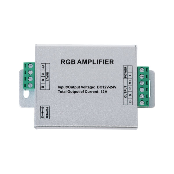 GloboStar® 73392 DC Power & Signal High Speed Amplifier Ενισχυτής Ισχύος & Σήματος Υψηλών Ταχυτήτων 3 Καναλιών DC 12-24V 3 x 4A 96W – Max 12A 288W – IP20 RGB Μ10.5 x Π6.5 x Υ2.5cm – 2 Years Warranty