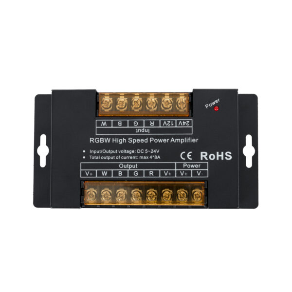 GloboStar® 73394 DC Power & Signal High Speed Amplifier Ενισχυτής Ισχύος & Σήματος Υψηλών Ταχυτήτων 4 Καναλιών DC 5-24V 4 x 8A 768W – Max 32A 768W – IP20 – Μ14.5 x Π7.5 x Υ2.5cm – 3 Χρόνια Εγγύηση