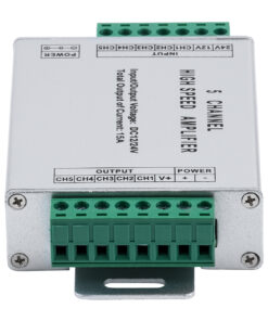 GloboStar® 73395 High Speed LED Amplifier 5 Channels – Ενισχυτής Σήματος Υψηλών Ταχυτήτων LED 5 Καναλιών DC 12-24V RGBW+WW Max 360W Μ10.5 x Π6.3 x Υ2.3cm