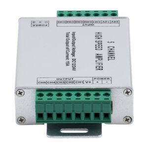 GloboStar® 73395 High Speed LED Amplifier 5 Channels – Ενισχυτής Σήματος Υψηλών Ταχυτήτων LED 5 Καναλιών DC 12-24V RGBW+WW Max 360W Μ10.5 x Π6.3 x Υ2.3cm