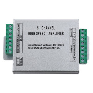 GloboStar® 73395 High Speed LED Amplifier 5 Channels – Ενισχυτής Σήματος Υψηλών Ταχυτήτων LED 5 Καναλιών DC 12-24V RGBW+WW Max 360W Μ10.5 x Π6.3 x Υ2.3cm