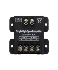 GloboStar® 73396 DC Power & Signal High Speed Amplifier Ενισχυτής Ισχύος & Σήματος Υψηλών Ταχυτήτων 1 Καναλιού DC 5-24V 1 x 30A 360W – Max 30A 360W – IP20 – Single Color – Μ6.3 x Π6.7 x Υ2cm – 2 Χρόνια Εγγύηση