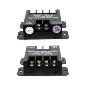 GloboStar® 73396 DC Power & Signal High Speed Amplifier Ενισχυτής Ισχύος & Σήματος Υψηλών Ταχυτήτων 1 Καναλιού DC 5-24V 1 x 30A 360W – Max 30A 360W – IP20 – Single Color – Μ6.3 x Π6.7 x Υ2cm – 2 Χρόνια Εγγύηση