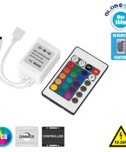 GloboStar® 73403 Ασύρματος LED RGB Controller με Χειριστήριο IR DC 12-24V Max 144W