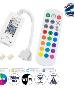 GloboStar® 73404 Ασύρματος Smart Home Wi-Fi LED RGBW Controller με 2 Εξόδους RGBW και Χειριστήριο 2.4Ghz RF DC 12V Max 144W – DC 24V Max 288W