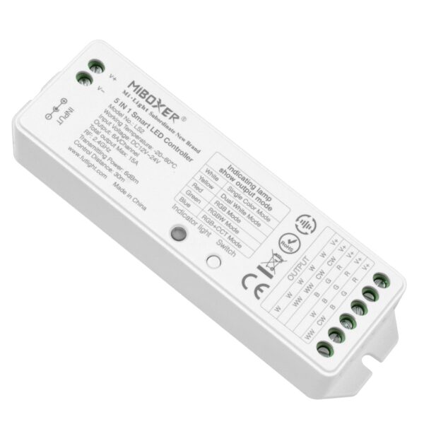 GloboStar® 73422 Ασύρματος RF 2.4Ghz LED RGBW + WW Smart Controller Mi-Light LS2 MiBOXER RF 2.4Ghz DC 12-24V Max 360W