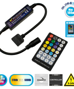 GloboStar® 73427 Ασύρματος LED RGBW + WW Controller με Χειριστήριο RF 2.4Ghz DC 5-24V Max 144W