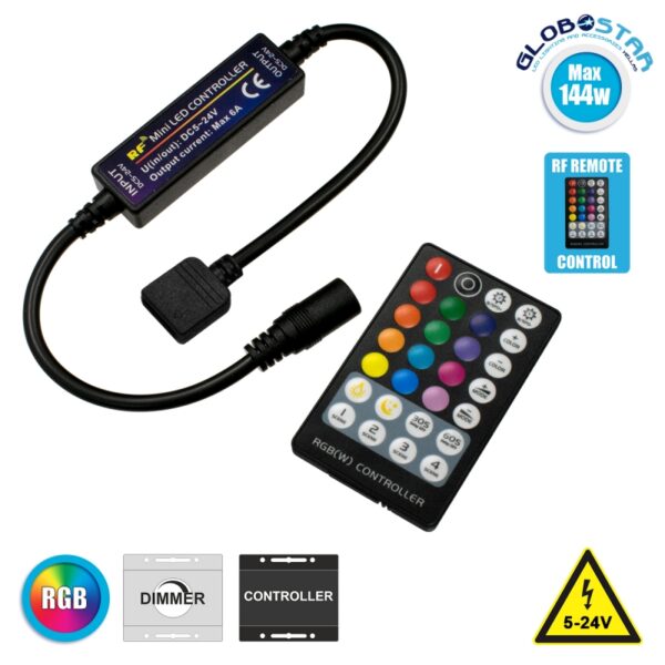 GloboStar® 73429 Ασύρματος LED RGB Controller με Χειριστήριο RF 2.4Ghz DC 5-24V Max 144W