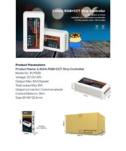 GloboStar® 73433 Mi-Light MiBOXER FUT039 – Ασύρματος RF 2.4GHz 433MHz RGBW+WW LED Strip Controller DC 12V-24V Max 10A