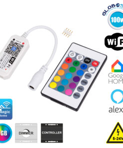 GloboStar® 73435 Ασύρματος Smart Home Wi-Fi LED RGB Controller με Χειριστήριο RF 2.4Ghz DC 5-24V Max 100W