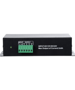 GloboStar® 73490 DC DMX Dimmer High Speed Controller / Decoder 3 Καναλιών DC 12-24V 3 x 8A 192W – Max 24A 576W – IP20 Μ16 x Π9 x Υ6cm – 2 Χρόνια Εγγύηση