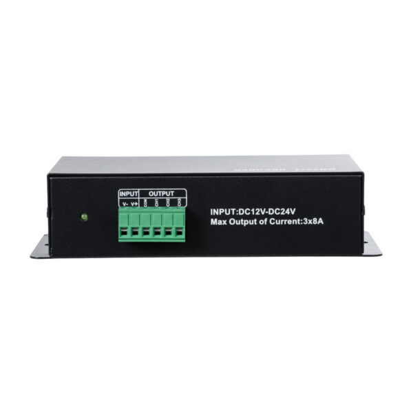 GloboStar® 73490 DC DMX Dimmer High Speed Controller / Decoder 3 Καναλιών DC 12-24V 3 x 8A 192W – Max 24A 576W – IP20 Μ16 x Π9 x Υ6cm – 2 Χρόνια Εγγύηση