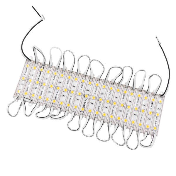 GloboStar® 73702 20 Τεμάχια x LED Modules 3 x SMD 5050 0.8W 70lm DC 12V Αδιάβροχο IP66 Θερμό Λευκό 3000K