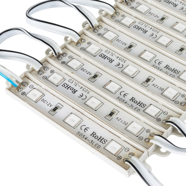 GloboStar® 73705 20 Τεμάχια x LED Modules 3 x SMD 5050 0.8W 50lm DC 12V – Αδιάβροχο IP66 – Μπλε – 2 Χρόνια Εγγύηση