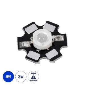 GloboStar® 73753 High Power Star LED – Υψηλής Ισχύος Star LED 3W DC 3.2V Μπλε Φ2 x Υ0.6cm – 2 Χρόνια Εγγύηση