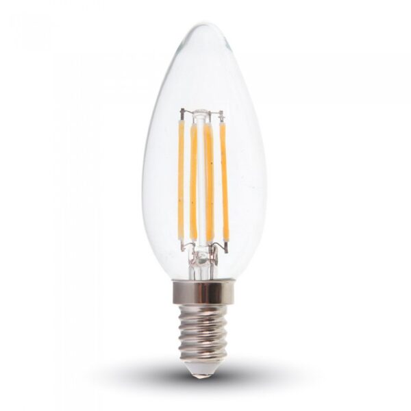 LED Λάμπα E14 Κεράκι 6W Filament V-TAC Θερμό Λευκό 2700K - 217423