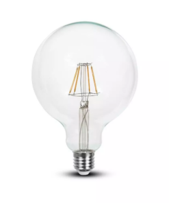 Λάμπα LED E27 G125 Filament 6W Ψυχρό λευκό 6400K Διάφανο V-TAC – 7427